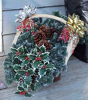 The Christmas basket on the porch
