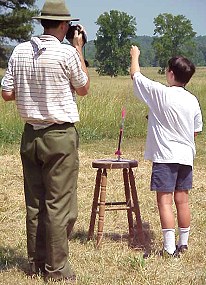 Bill and his son Christian set up rocket