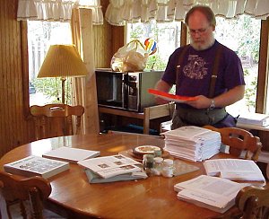 Daniel Taylor begins sorting the zines