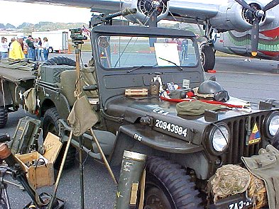 World War II jeep and memorabilia